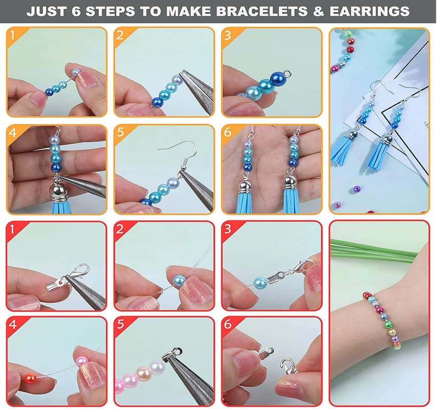 Image of DIY Crafts 200 Pcs, Mix Sizes, Pearl Bead, Multicolor Pearls Beads Loose Pearls with Holes for Jewelry Making, Small Pearl Filler Beads for Crafting Bracelet Necklace Earri (200 Pcs, Mix Sizes)
