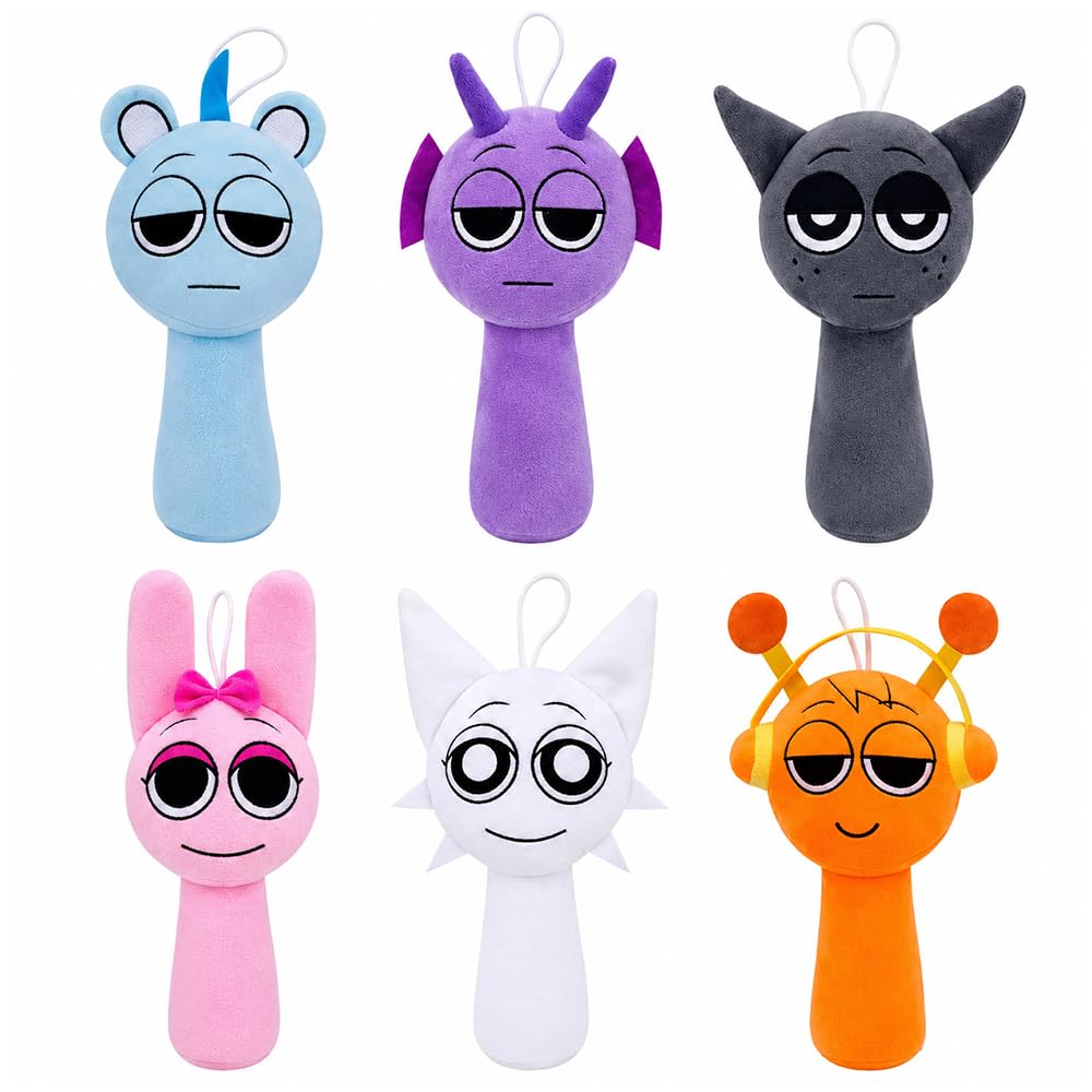 Wxeadu 6 Pcs Stick Plush for Adult Fans, 7.8" Plush Figures for Games Fans