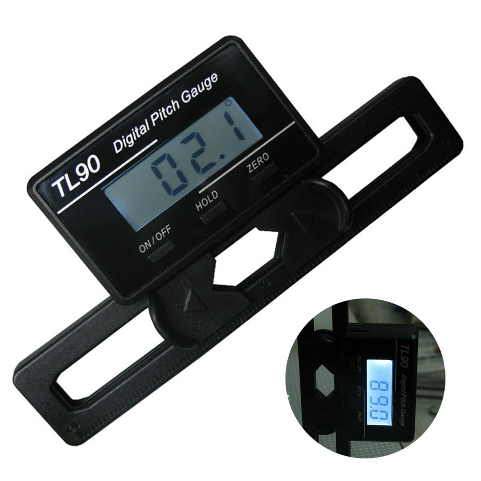 Digital Pitch Gauge, Battery Powered LCD Backlight Main Blade Digital Pitchlehre RC Helicopter Logger Gauge Screw Pitch Gauge for RC Airplane Helicopter ST250-800 Size(Black)