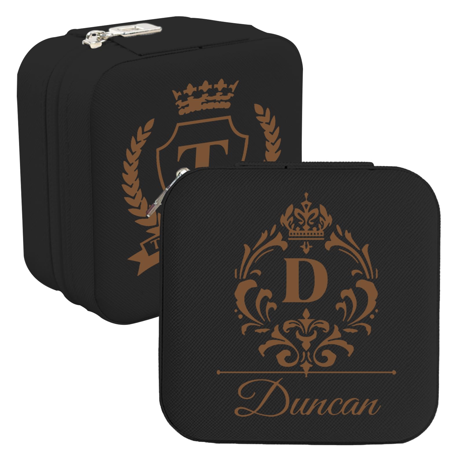 Personalised Travel Jewellery Box with Name and Initials for Women, Custom Small Travel Jewellery Case as Bridesmaid Proposal Gifts, Personalised Gifts for Women, Birthday, Wedding, Christmas, Bridesm