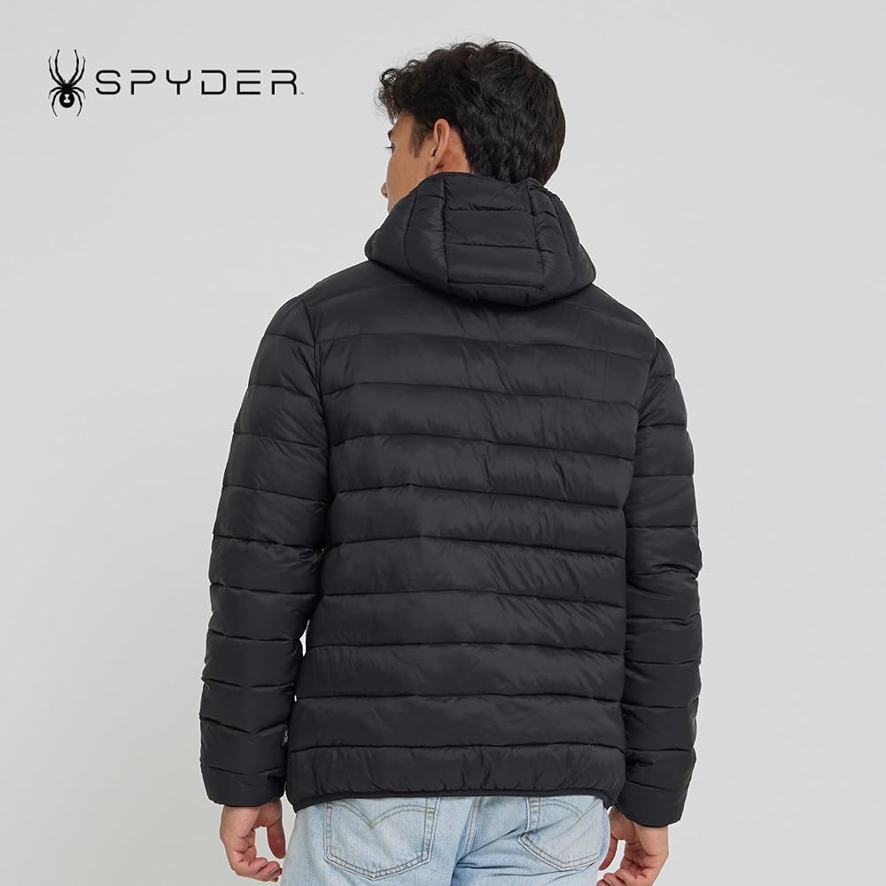 Spyder Packable Puffer Jacket Men with Hood, Lightweight Winter