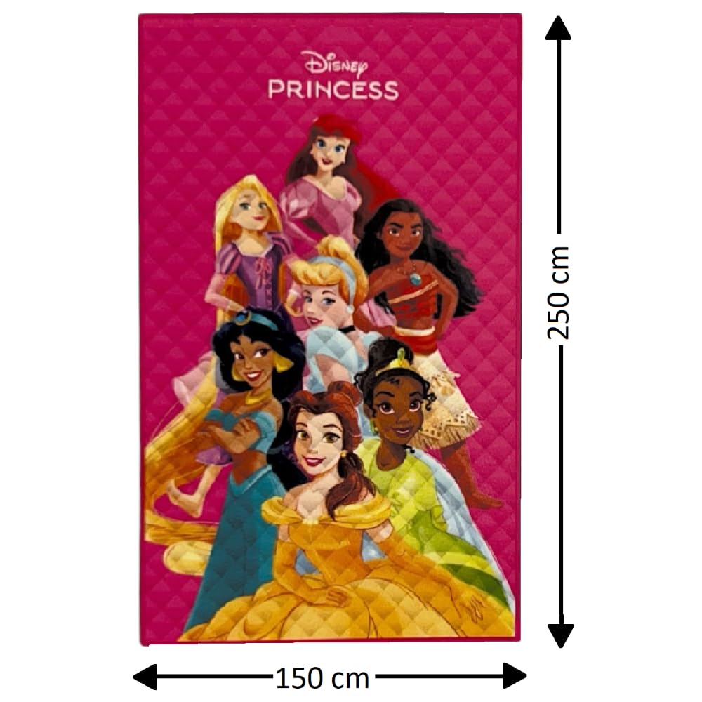 CARTOON Trapuntino Estivo Principesse Disney 150x250 cm Copriletto Singolo Leggero per Bambine 100% Poliestere Idea Regalo Cameretta Principesse