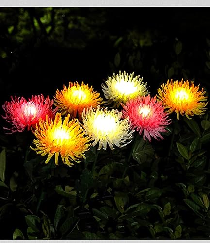 Miniatura 4 de BesT To Buy - Paquete de 4 luces solares para exteriores, luces solares de jardín con 4 flores de crisantemo más grandes, panel solar más grande