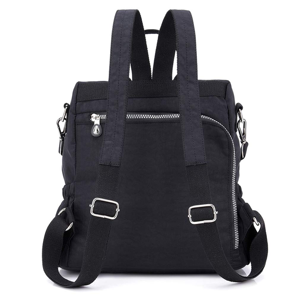 Mochila Mujer Casual Antirrobo Impermeable de Nylon - Escuela Multifuncional Gran Capacidad Bolso Bandolera de Viaje, Negro