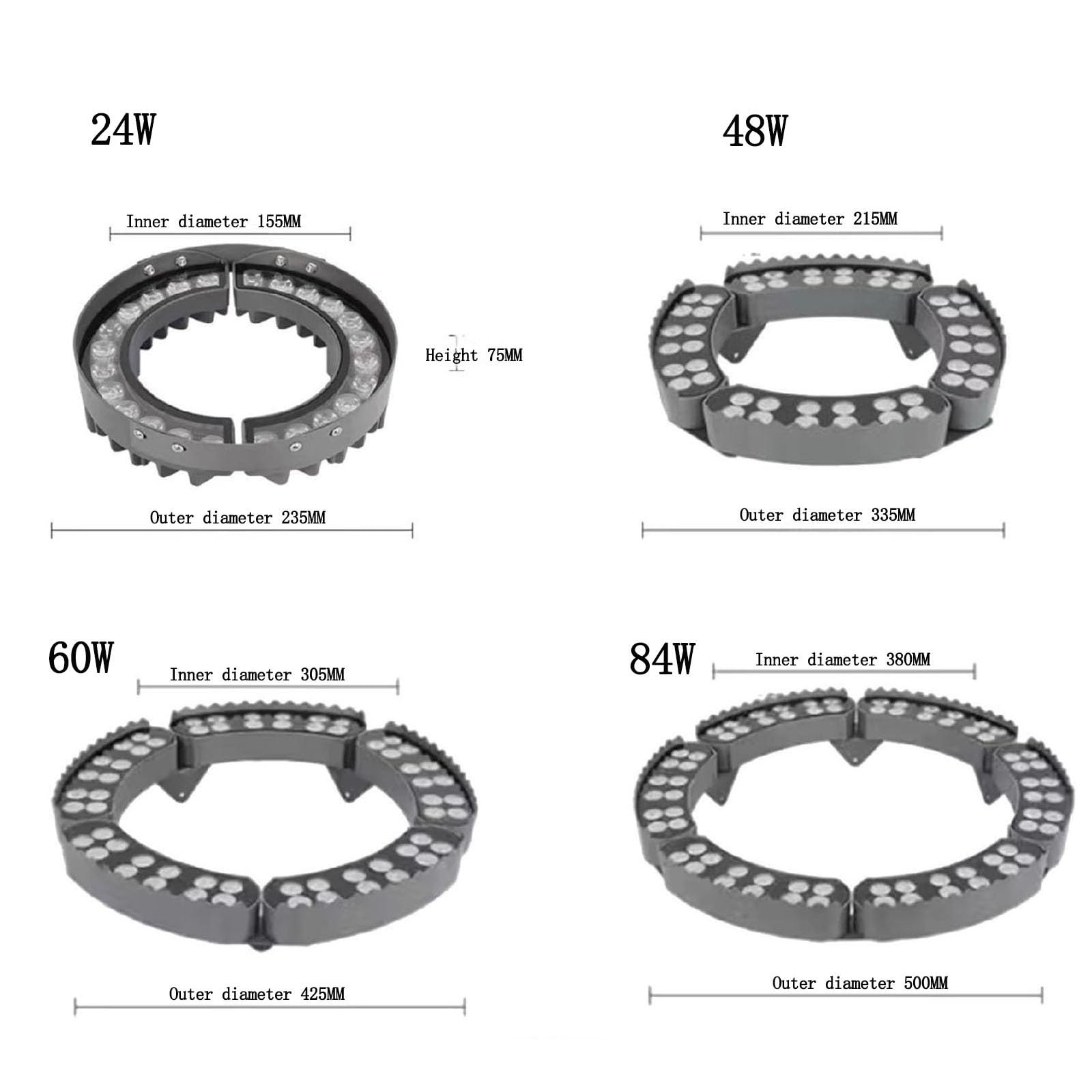 Luz LED De Anillo Para Árbol - Iluminación Colorida Para Jardín Al Aire Libre RGB De 24V/220V, Foco Exterior Impermeable IP65, Lámpara De Paisaje Para Patio Jardín(Warm Light,24W(220V))