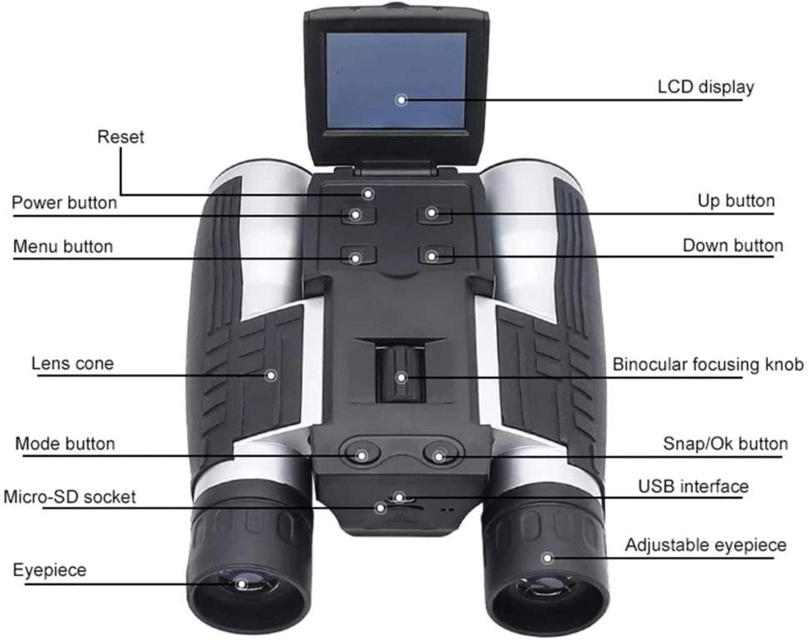 Teleskopy dla dorosłych astronomia, lornetka o dużej mocy, teleskop zewnętrzny, monokular cyfrowy 12x32 5 cm ekran LCD lornetka lornetka HD aparat cyfrowy nagrywanie wideo lornetka zewnętrzna