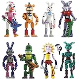 Five Night at Freddy Figures Sundrop Toys extraíble, Joint FNAF, Anime Cute Bonnie Bear Foxy Figura de acción Juguete Coleccionable Luces Movimiento de 14-15 cm (8 unidades)
