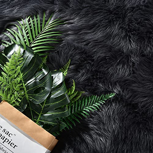 Latepis Rugs for Living Room 5x7 Dark Grey Washable Faux Fur Throw Rugs for Bedroom Sofa Floor Fluffy Shag Fuzzy Rug Shaggy Rug Luxury Home Decor Rectangle