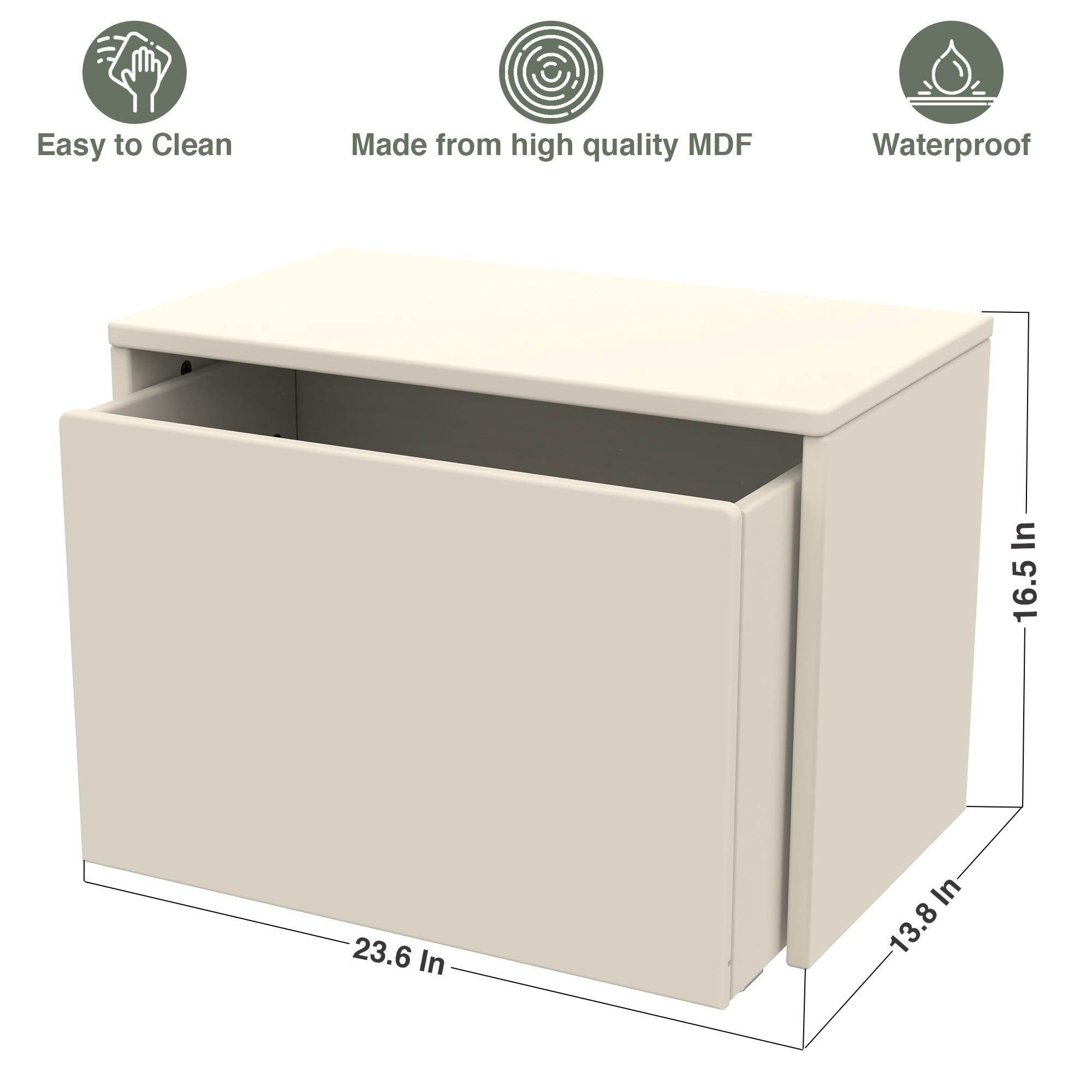Flexa DOTS 3-in-1 Sitzbank Kinder mit Stauraum | Holzspielzeugkiste, Kinderbank & Aufbewahrungstruhe mit Sicherheitsausschnitt | Aufbewahrungsbox für Kinderzimmer, Schlafzimmer, Flur | Farbe: Crème