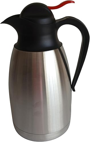 Jarra térmica de 60 onzas / 1.8L - Dispensador de bebidas calientes de 12 horas, jarra aislada de acero inoxidable para líquidos calientes - Frasco