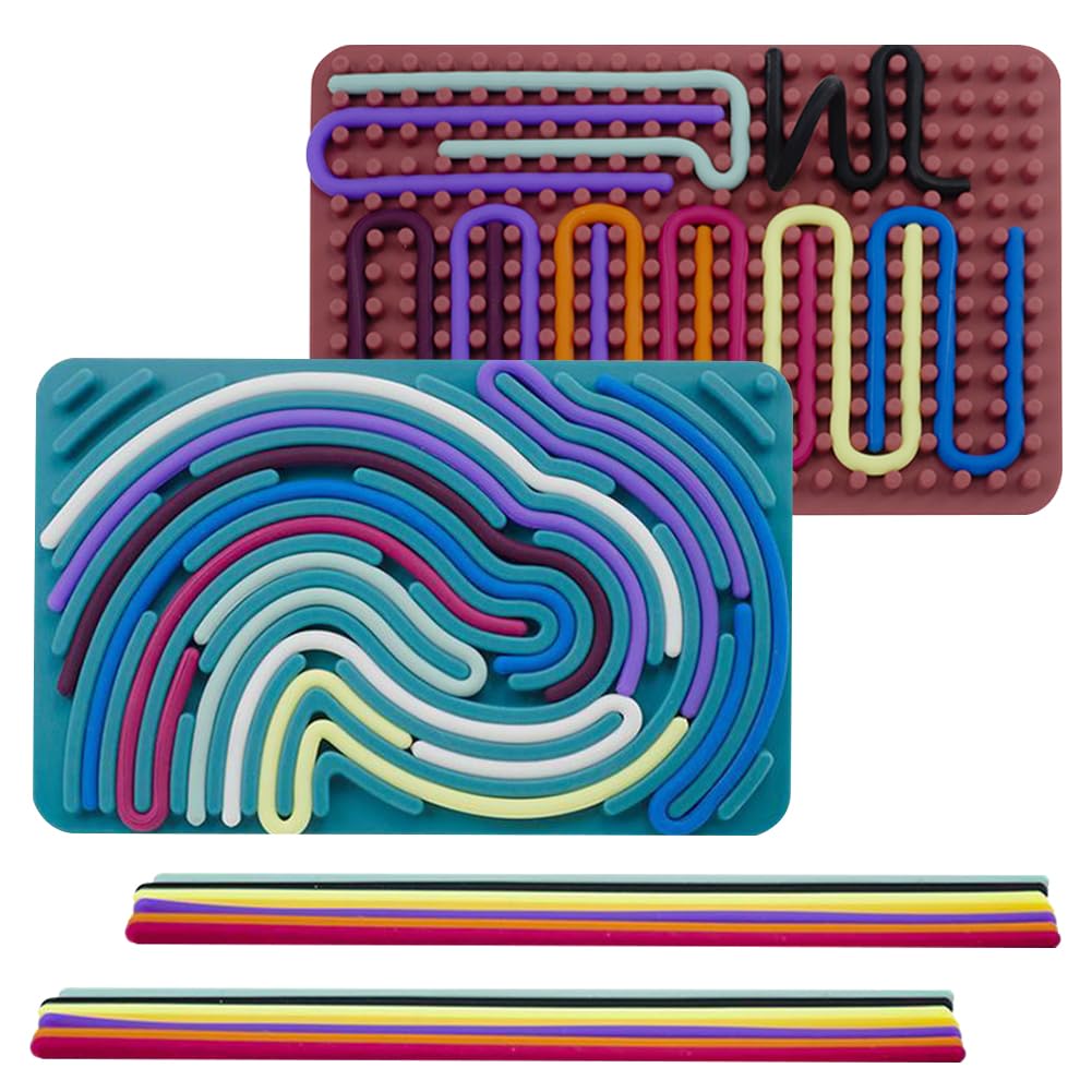 2 Sets Sensory Activity Board,Silicone Fidget Board Toys For Calming Duble Sided Design Kids Busy Board,Calm Down Fidget Toy For Travel Calming, Stress, Anxiety,Adhd & Autism - Red&Blue