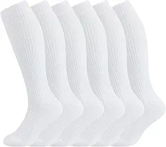 +MD 6 Pairs 8-15mmHg Cotton Compression Socks for Women Men Cushion Knee High Socks for Athletic, Medical, Nurses, Travelers