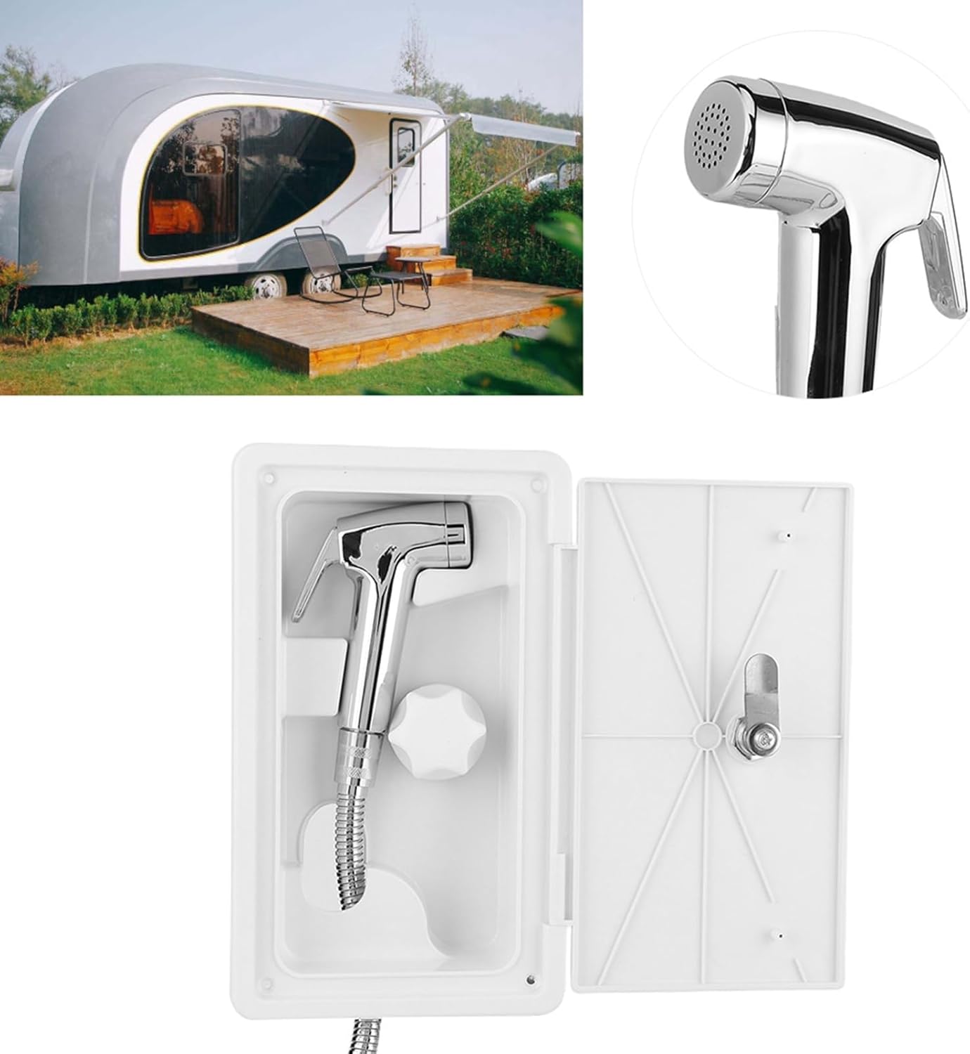 Exterior Shower Box Hot Cold Switch with 2 Keys Kit RV Shower Box Fit for Marine Boat Motorhome Caravan,Rv Parts