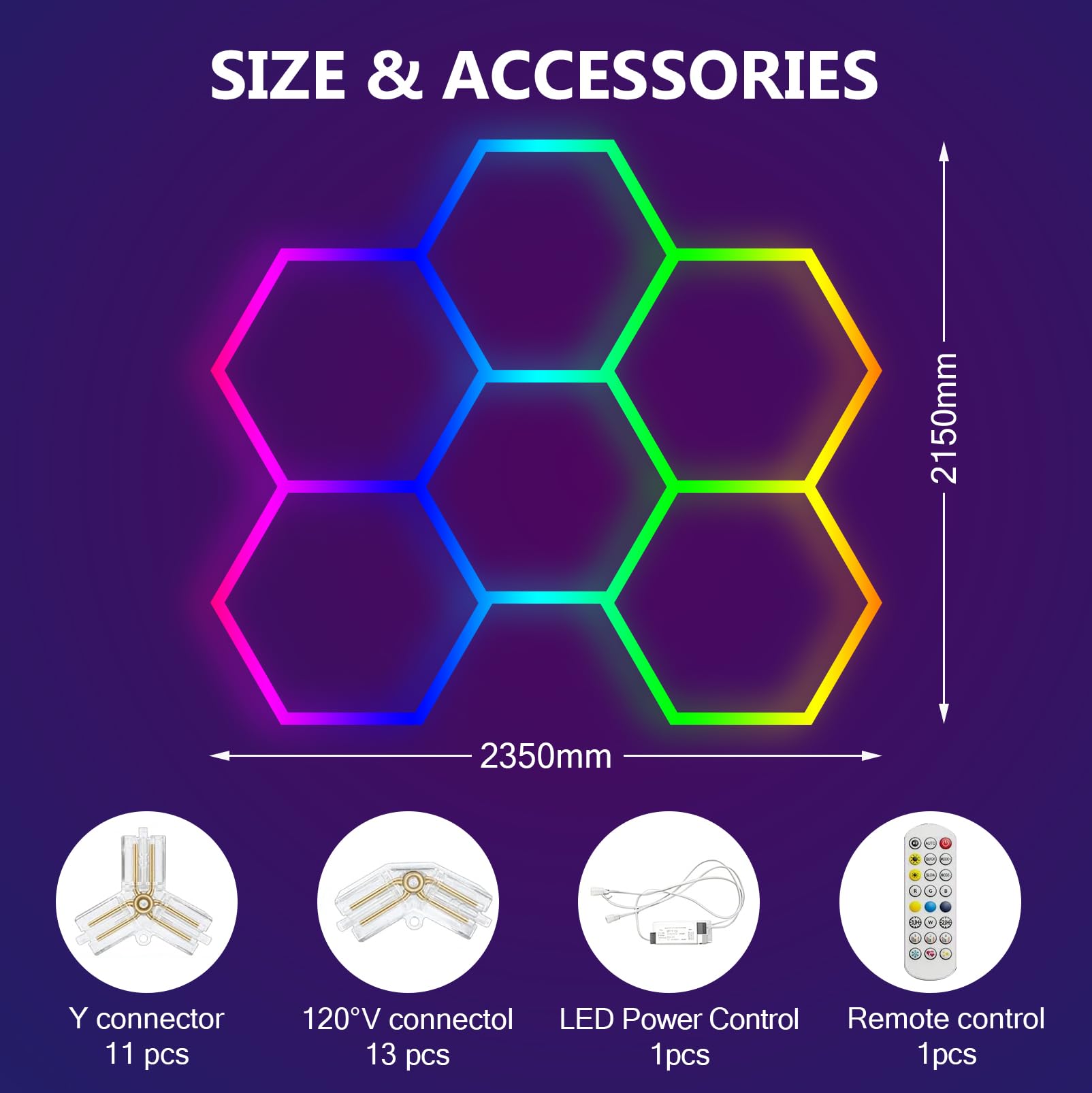 Garagenlampe LED 6-Hex 93W RGB Verformbare LED Werkstatt Deckenleuchte | RGB LEDs Hexagon Beleuchtung, Dimmbar, App und Fernbedienung für Garage, Bar, Gaming, E-Sport-Raum, Fitnessstudio (6 HEX)