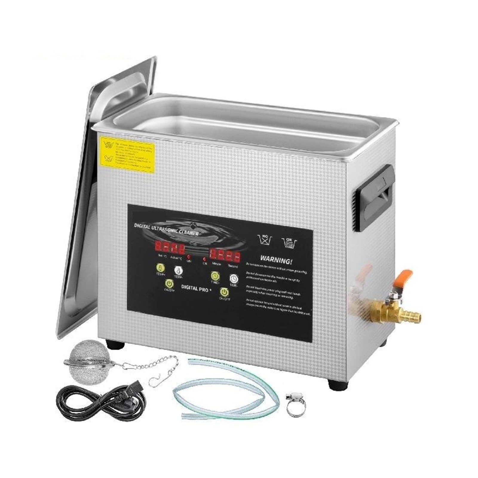 Pulitore Ultrasuoni, 2L 3L 6L 10L 15L Pulitore Ad Ultrasuoni 40 KHz Potente Trasduttore Mini Lavatrice Portatile Lavastoviglie Gioielli(10 L)