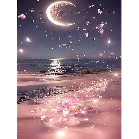 ARTMYRUI Diamond Painting Kits-Pink Beach-Moon
