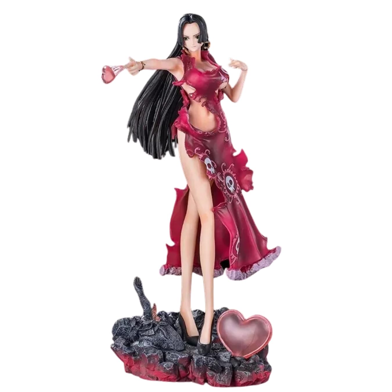 Boa Hancock Action Figure 30Cm With Lights Collectible One Piece Anime Action Figure Replica With Heart Base,for One Piece Anime Fans Snake Princess Boa Hancock PVC & Resin,Pinkish Red-picture-11