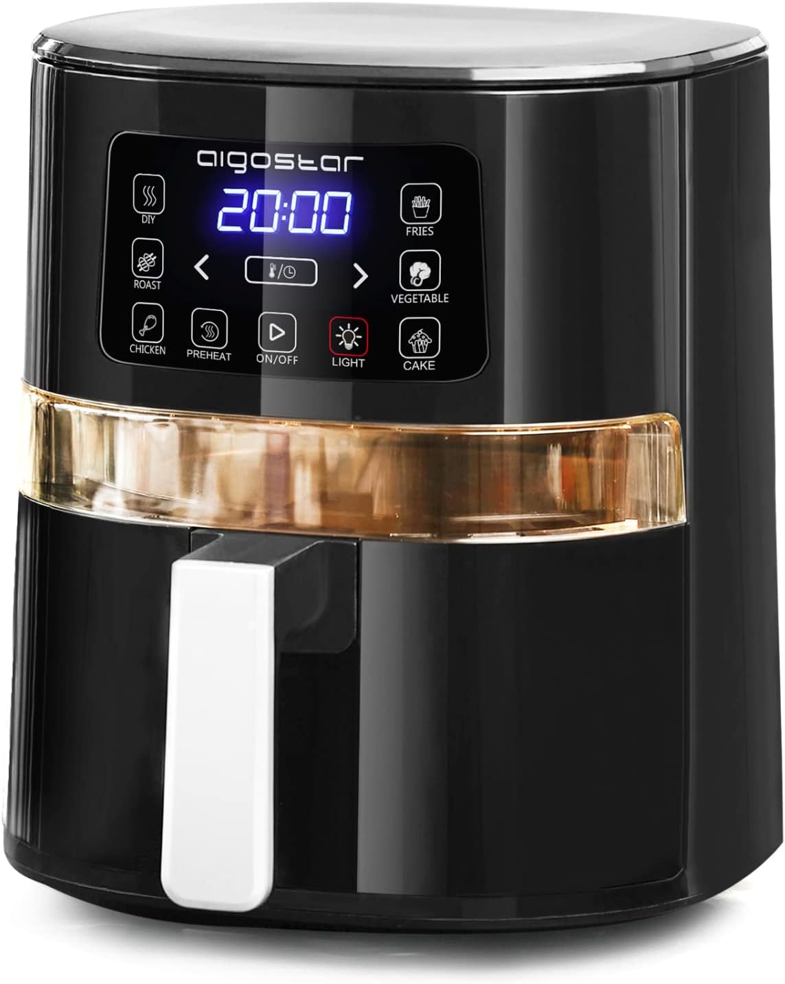 Aigostar Maha - Friggitrice ad aria 7 in 1 da 4 L con finestra di visualizzazione con controllo dellilluminazione indipendente, cestello antiaderente. Friggitrice senza olio 1600 W, nero Aigostar Maha - Friggitrice ad aria 7 in 1 da 4 L con finestra di visualizzazione con controllo dellilluminazione indipendente, cestello antiaderente. Friggitrice senza olio 1600 W, nero