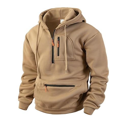 Men's Quarter Zip Pullover Casual Running Fleece Lined Solid Color