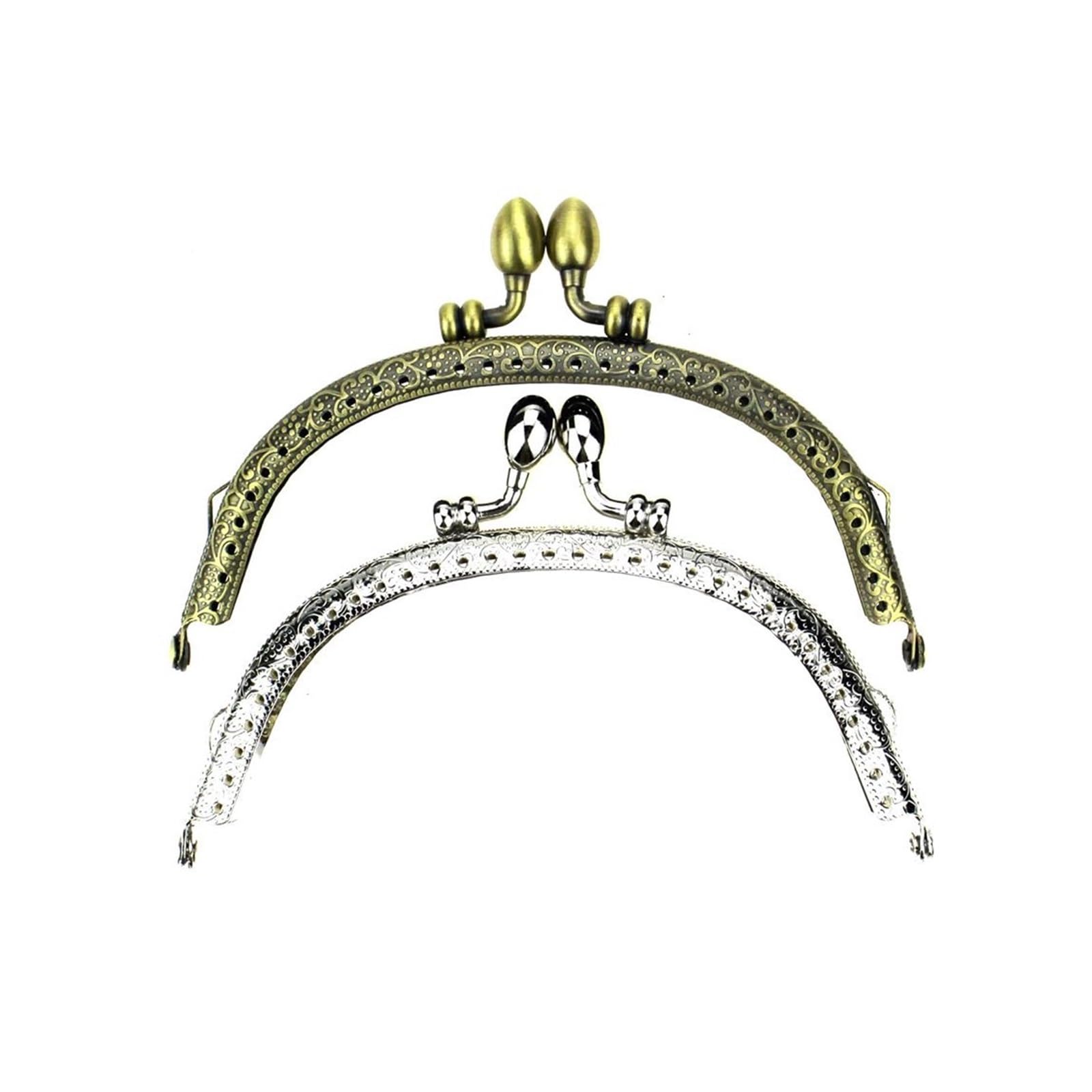 PVUVTNAHW 10Pcs/Lot 12.5cm Antique Bronze Silver Arch Metal Purse Frame Kiss Clasp Bag Handle For DIY Making Handbag Accessories(Mix colors)