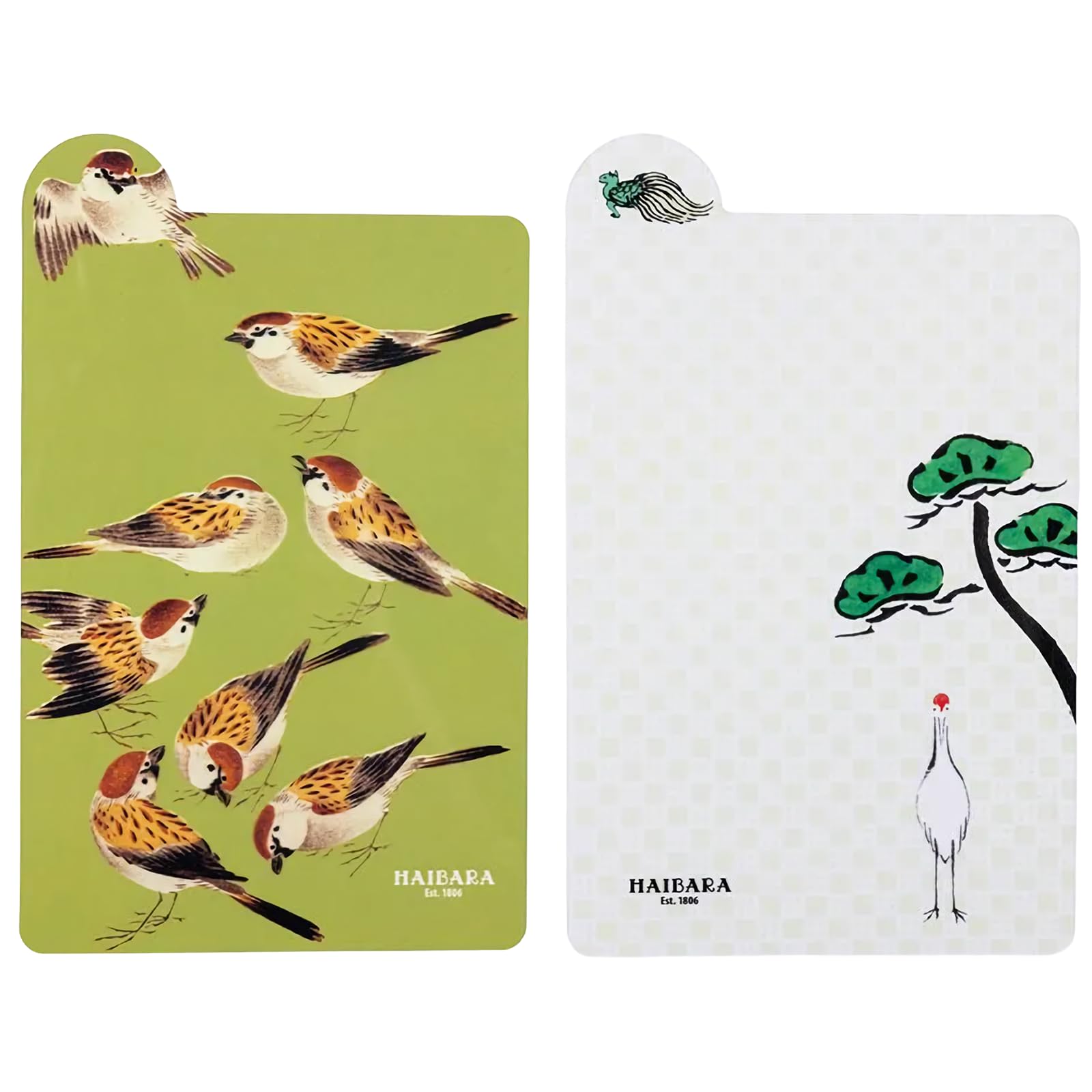 Habara Bookmark, Set of 2, Japanese Design Transparent Bookmark, Japanese Pattern (Edo-Taisho Design Reproduction), Haruhara Nihonbashi (Sparrows, Vines and Turtles) : Office Products
