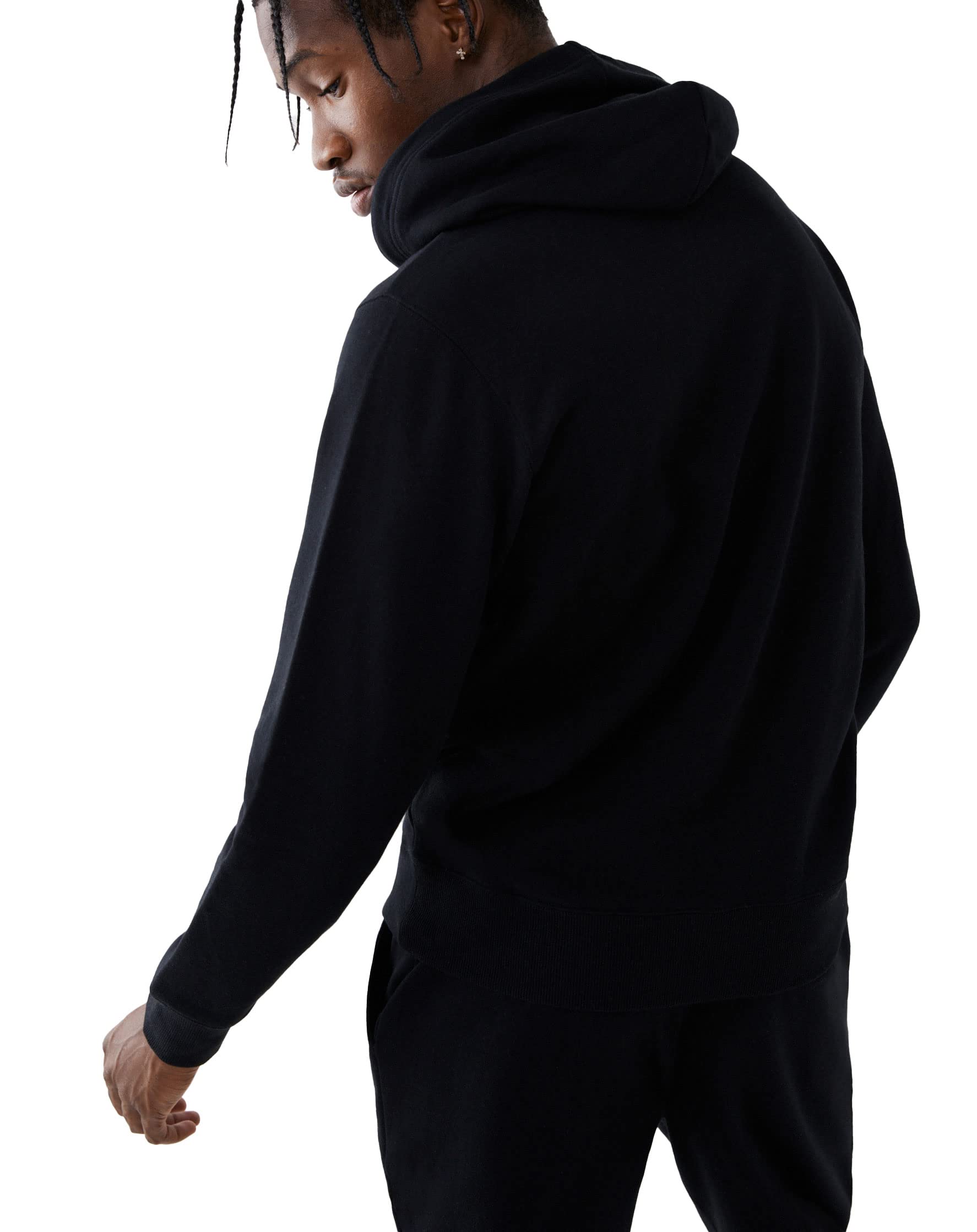True Religion Męska metaliczna bluza z kapturem Budda polar bluza z kapturem, Czarny, L