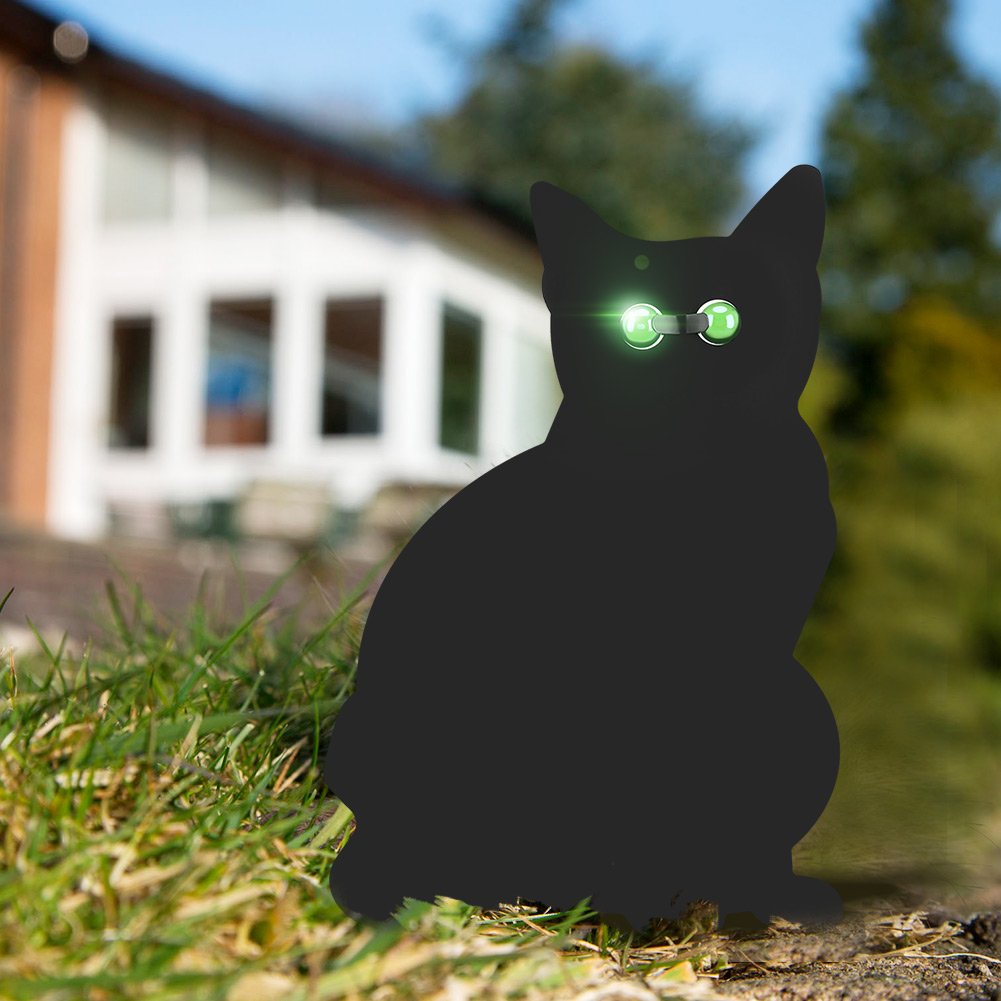 Set di 3 Pezzi Sagome Spaventa Gatti, Deterrente per Gatti in Ferro, Spaventa Gatti dai Giardini e Prati con Occhi Grandi e Riflettenti, per Proteggere Il Vostro Giardino