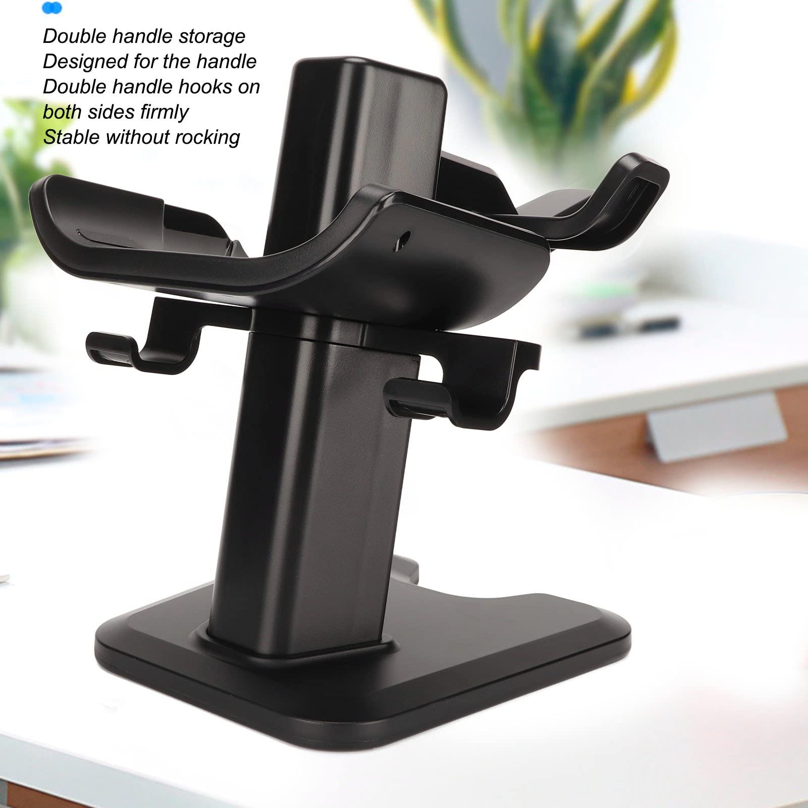 Supporto VR per 2, supporto espositivo per visore VR wireless con spugna antiscivolo e base robusta, staffa di stoccaggio salvaspazio per accessori VR e controller (Nera)