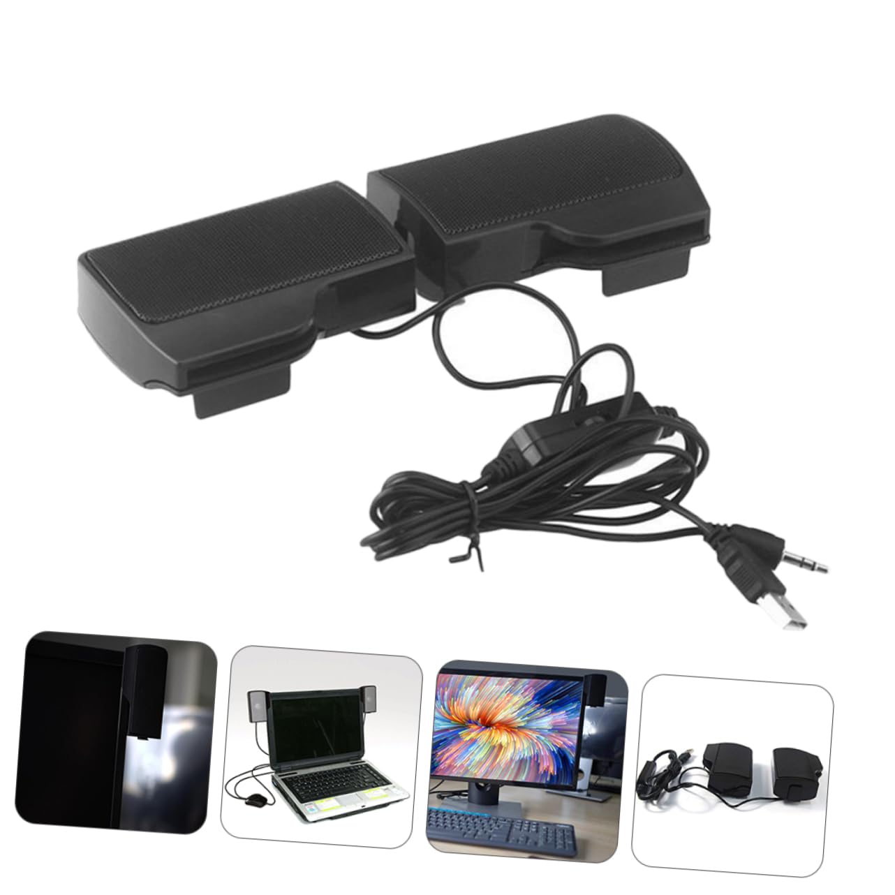 POPETPOP USB Clip Speaker Stylish Wired for Home Office High Performance USB Powered Design Easy to Install Compatible with Laptops Tablets