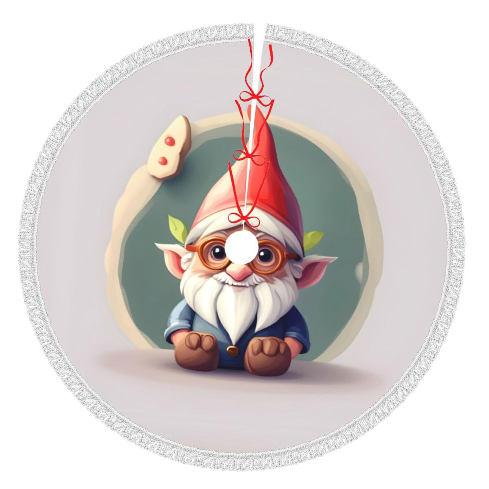 Jupe de sapin de Noël imprimé nain accessoires fête maison