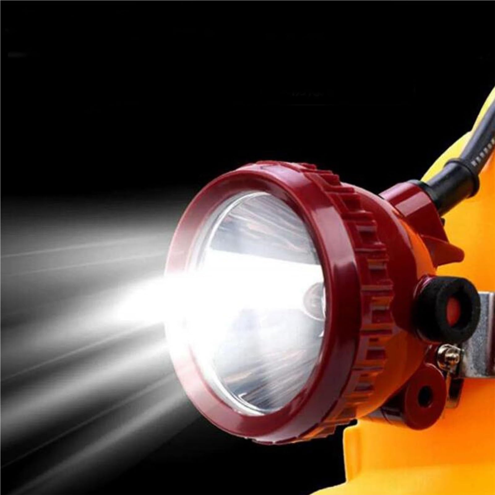 Latarka górnicza LED Superjasna górnicza lampa czołowa LED, akumulatorowa lampa górnicza o dużej jasności, kask ochronny z zasilaczem, wodoodporna lampa górnicza