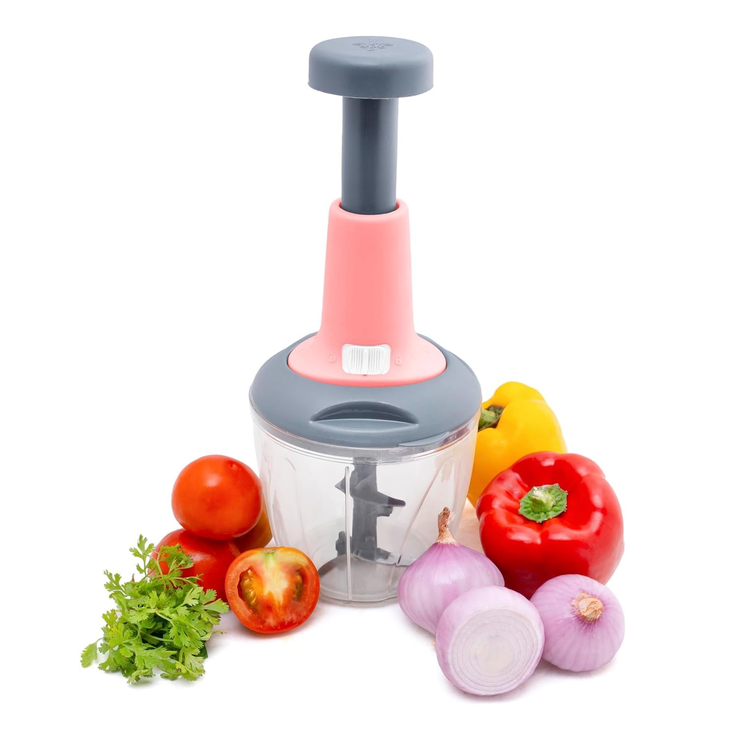 Manual Push Chopper for Kitchen Vegetables & Fruits | Multipurpose Hand Press Chopper with Lock & Unlock System | Hand Held Chopper Cutter Mixer to Chop Onion Tomato Salad (Multicolor) (650 ML) (B0D9M8C4WP) Amazon Price History, Amazon Price Tracker