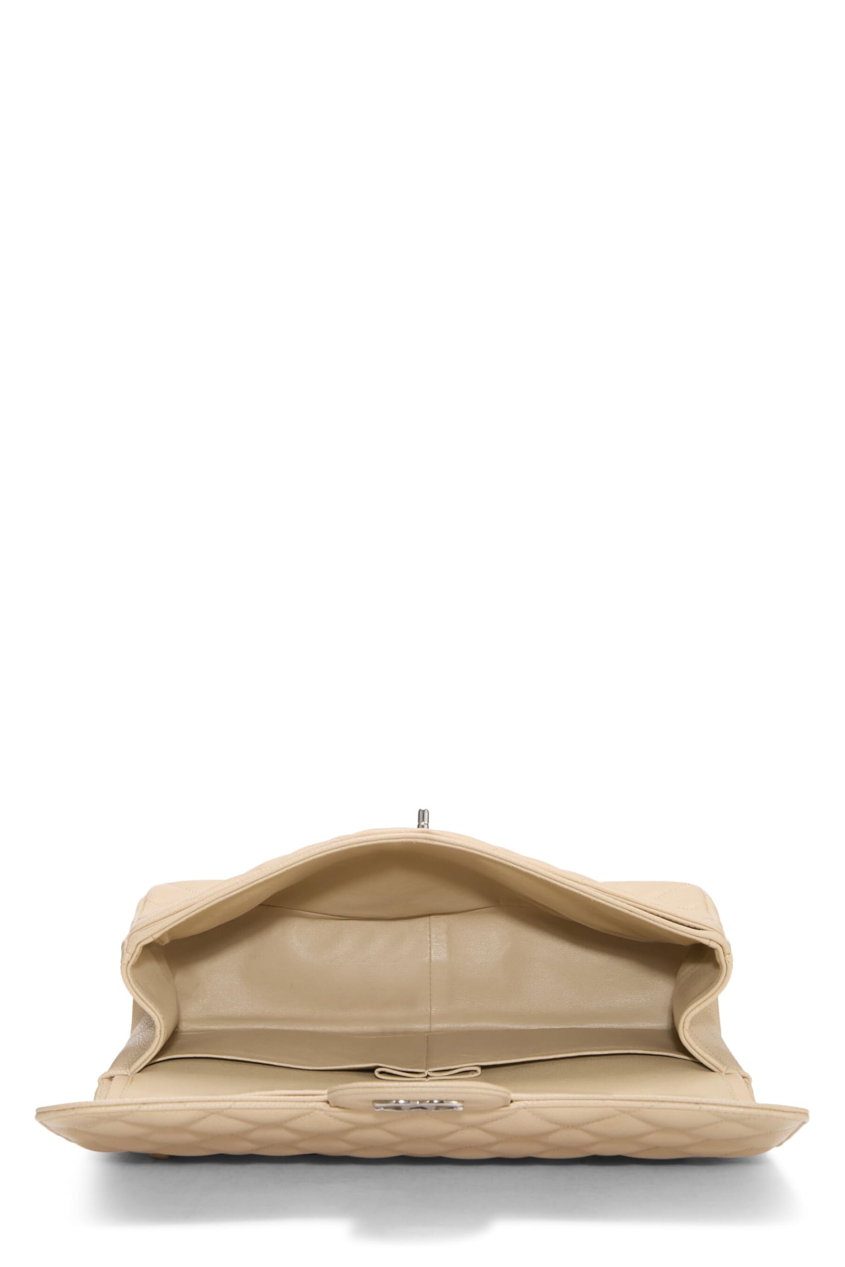 Chanel, Pre-Loved Beige Quilted Caviar New Classic Double Flap Jumbo, Beige