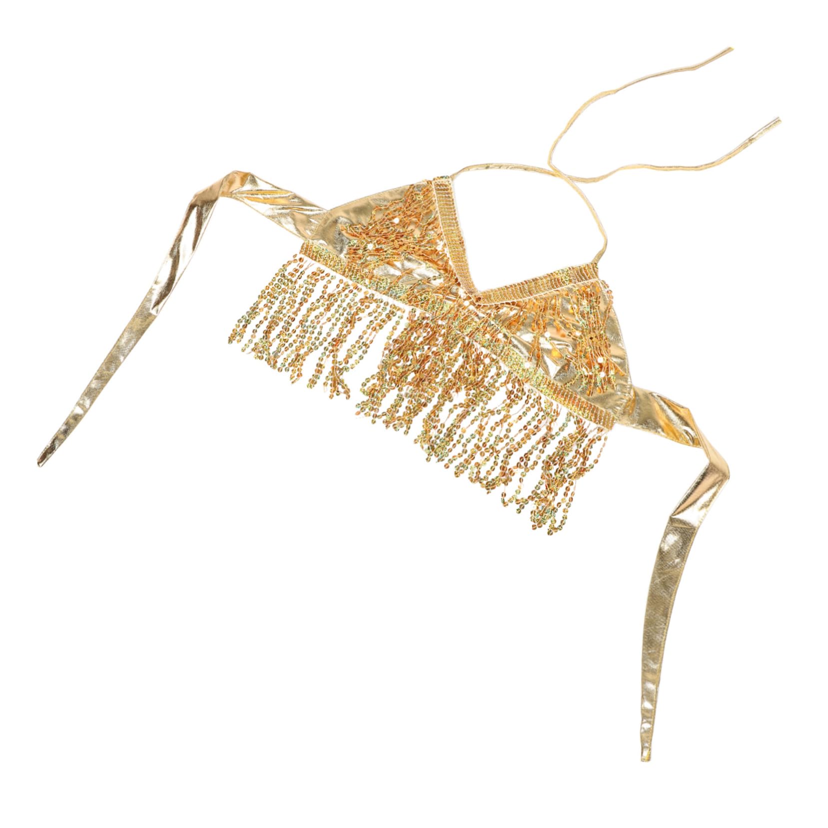 WOFASHPURET Sparkly Outfit for Women Sequin Top Fringe for Halloween Costumes and Dance Shows