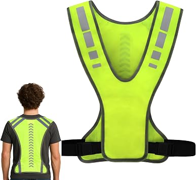 1PCS Hi Vis Running Vest With Phone Pocket, Hi Vis Vest, High Visibility Running Gears, Reflective Jacket, Unisex Adjustable Breathable Reflectors Clothing, Perfect for Cycling Jogging at Night