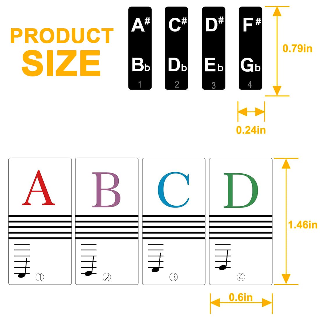 Stickers de Clavier de Piano Détachables, pour 37/49/54/61/88 Touches, Notation Musicale Facile, Convient Aux Adultes, Enfants et Débutants(Noir）