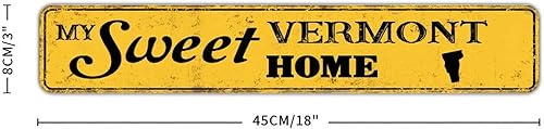 Miniatura 2 de Farmhouse My Sweet Home Vermont US State Map Silhouette - Letrero de metal decorativo de aluminio con texto en inglés "Man Cave Street" para
