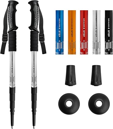 2 Pack Hiking Poles for Junior, Nordic Walking Trekking Pole Hiking Sticks Lightweight Collapsible & Shock-Absorbent Aluminum with Quick Adjustable