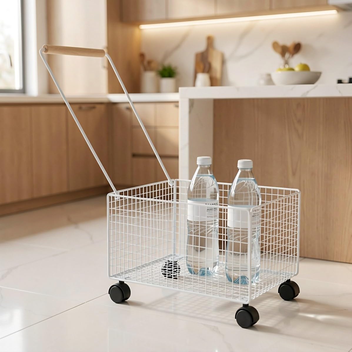 Poolside Towel Organizer Basket Trolley with Wheels and Handle