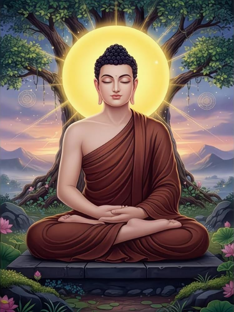 Weiniuniu Cross Stitch Kits for Adults Religious Buddha Statue 11CT Pre Printed Stamped Beginners Cross-Stitch Kit DIY Embroidery Kit Home Decor-40X50 cm