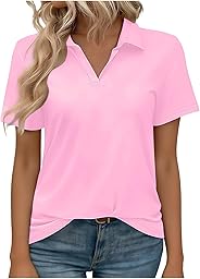 Women's Golf Shirts Short Sleeve Polos Collared Tennis T Shirt Dressy Casual V Neck Business Tunic Top Summer Tshirt