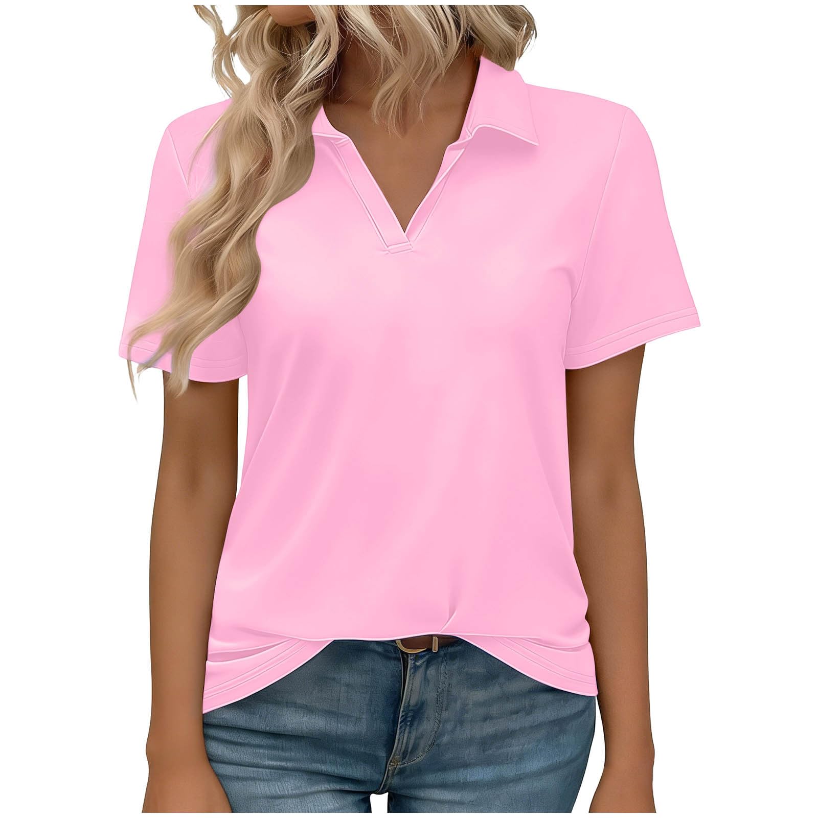 Women's Golf Shirts Short Sleeve Polos Collared Tennis T Shirt Dressy Casual V Neck Business Tunic Top Summer Tshirt