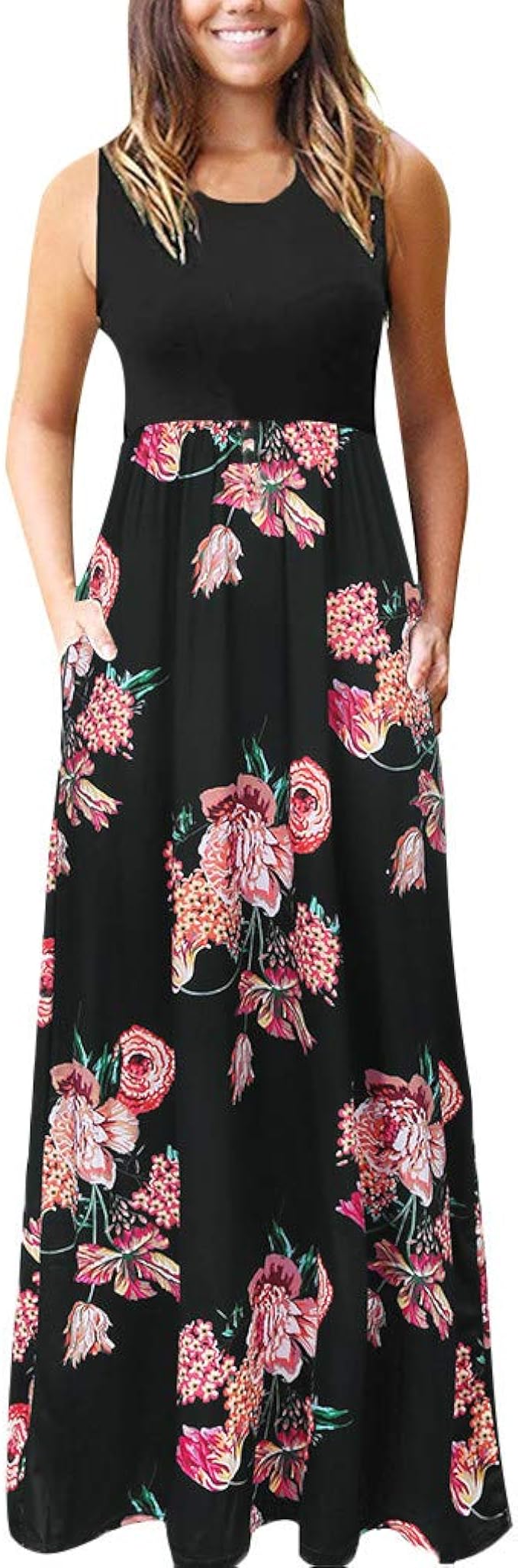 QIANS 2020 Women's Loose Plain Maxi Dresses Casual Long Sundresses with