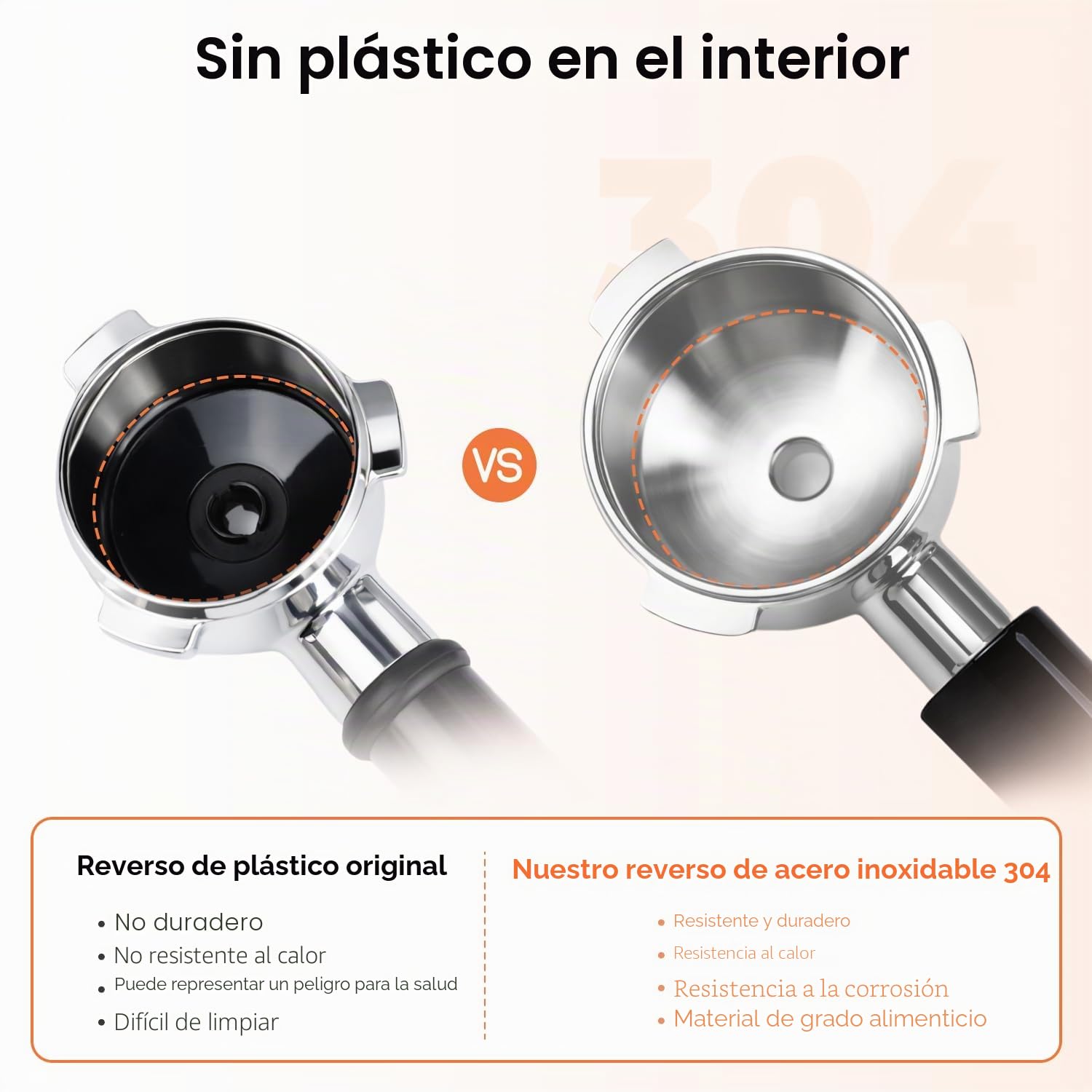 Portafiltro 54 mm doble caño para Sage/Breville Barista BES 870/878/880 cesta de filtro con madera ABS y portafiltros de acero inoxidable negro