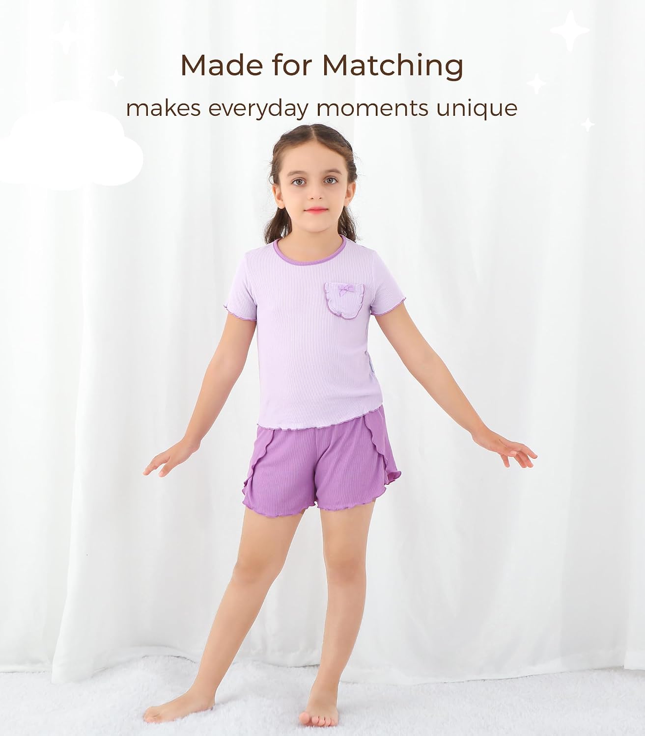 Baby Girls Outfits Sets Summer Tee and Shorts Toddler 2-Piece Set for Kids Cooling Clothes,Viscose Made from Bamboo
