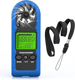 HoldPeak Handheld Anemometer Mini, 65MPH Small Wind Speed Meter Gauge Air Flow Velocity Temperature Measuring Device for Outdoor Sailing Surfing Drone Flying Golf Shooting HVAC 816BH