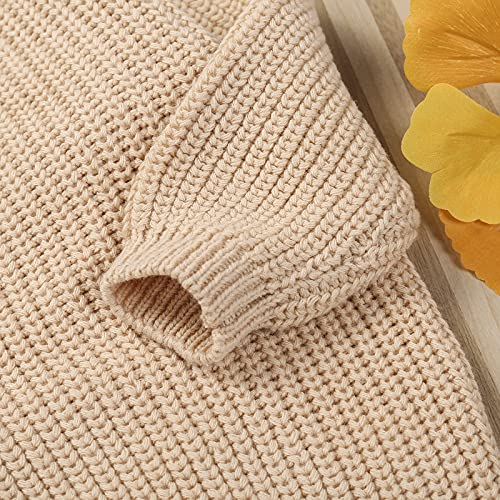 Baby Girl Boy Oversized Knit Sweater Crewneck Pullover Sweatshirt Solid Warm Long Sleeve Tops Blouse (A Cream,3-6 Months) #TOP2