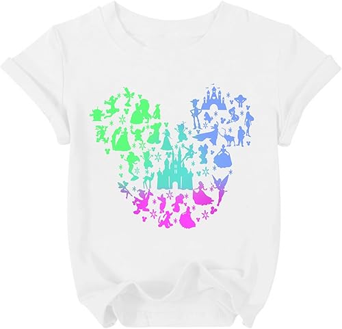 Tewmeu Magica Shirt Girl Cute Magic Graphic Tee Toddler Kids Holiday Vacation Short Sleeve ops 3-10 Years White