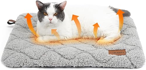 Cama autocalentable para gatos, alfombra autocalentable para perros y gatos, 24 x 18 pulgadas, suave y esponjosa, almohadilla térmica sin ruido para
