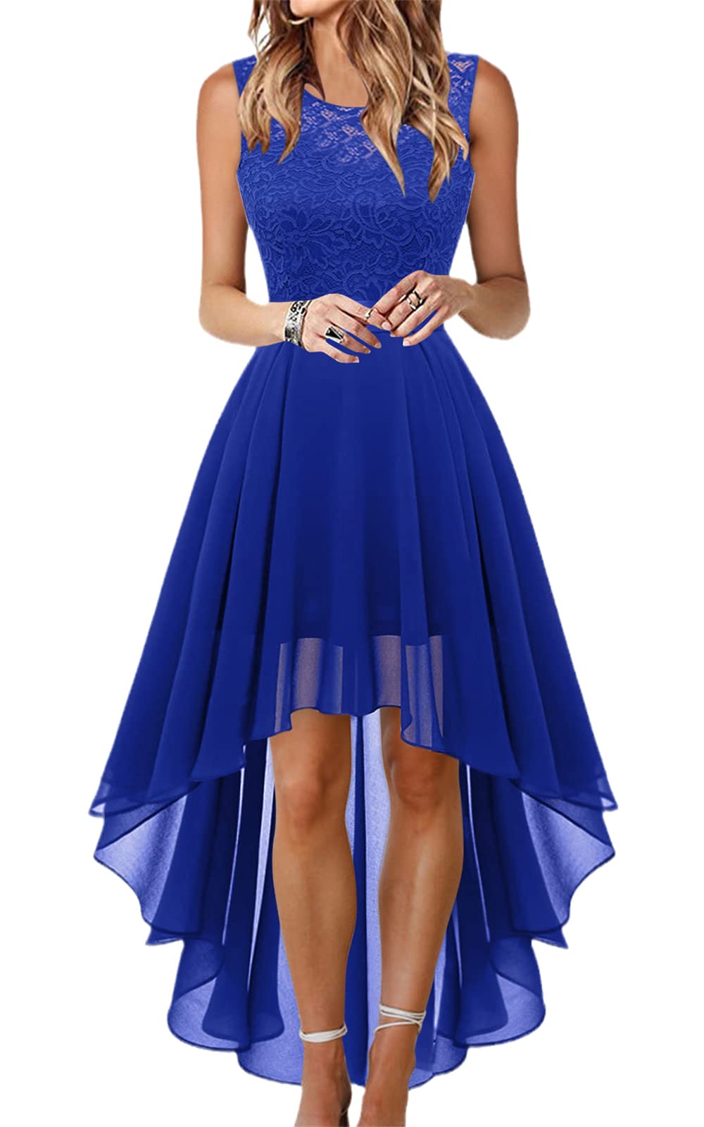 Vestiti da Cerimonia da Donna Alta Elasticità Scollo a V Lunga Vestito da Cocktail da Sera Elegante Vestito da Damigella Linea ad A Orlo Asimmetrico Abiti